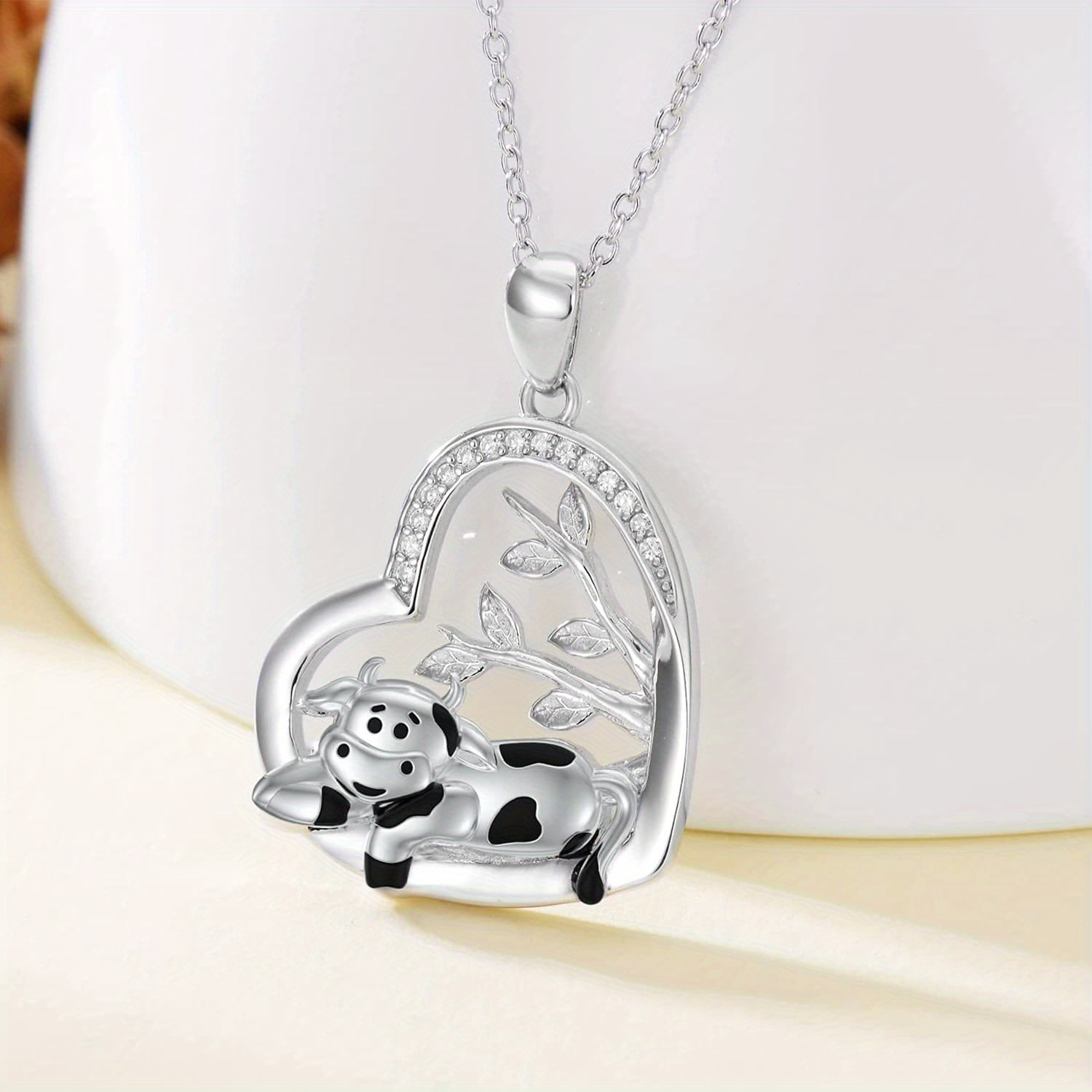925 Silver Cow Tree of Life Pendant Necklace for Women