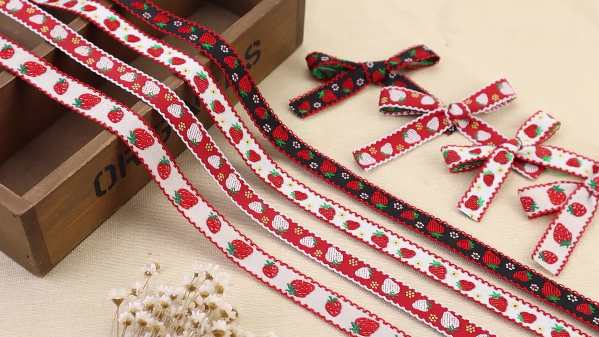 1yard Jacquard Ribbon Trim Strawberry Embroidered Ribbn - Temu