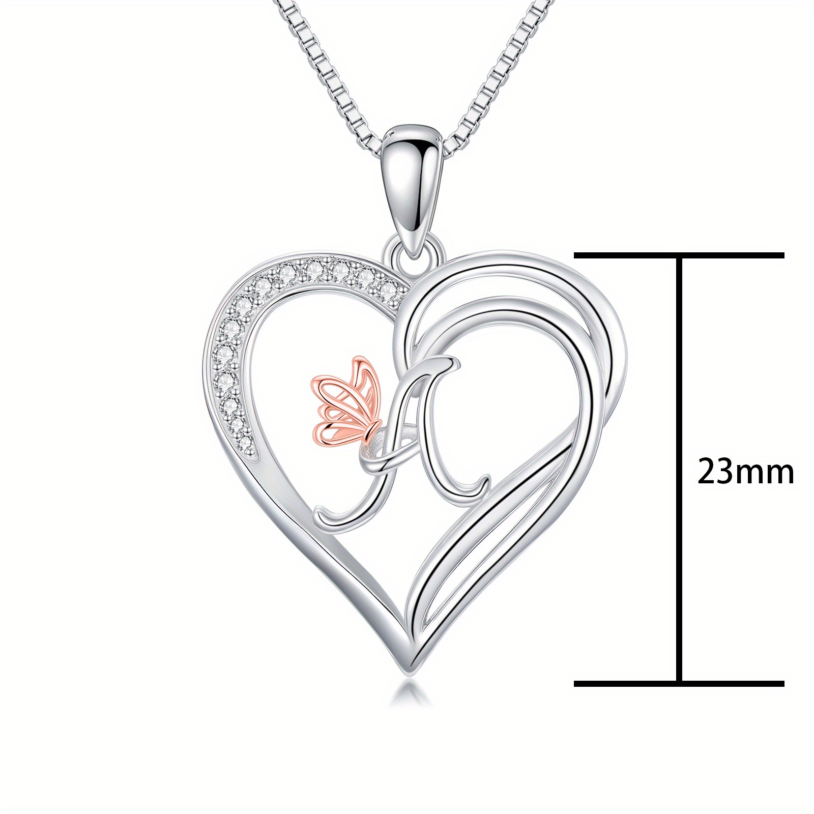 Women's 925 Sterling Silver Initial A Heart Pendant Necklace