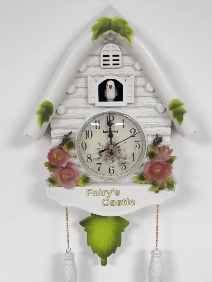 Reloj Cuco. Reloj de Pared con Péndulo. Reloj de Pared Original para  Regalar. 3 Pilas AA no incluidas. 21,5x8x41,5. Plástico ABS. (Verde)