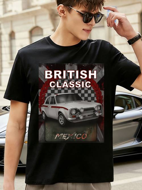 immagine dell'articolo maglietta limitata vintage escort mexico rally car - t-shirt retro anni 60/70 con logo escort e bandiera a - british racing per appassionati di rally, auto e abbigliamento casual