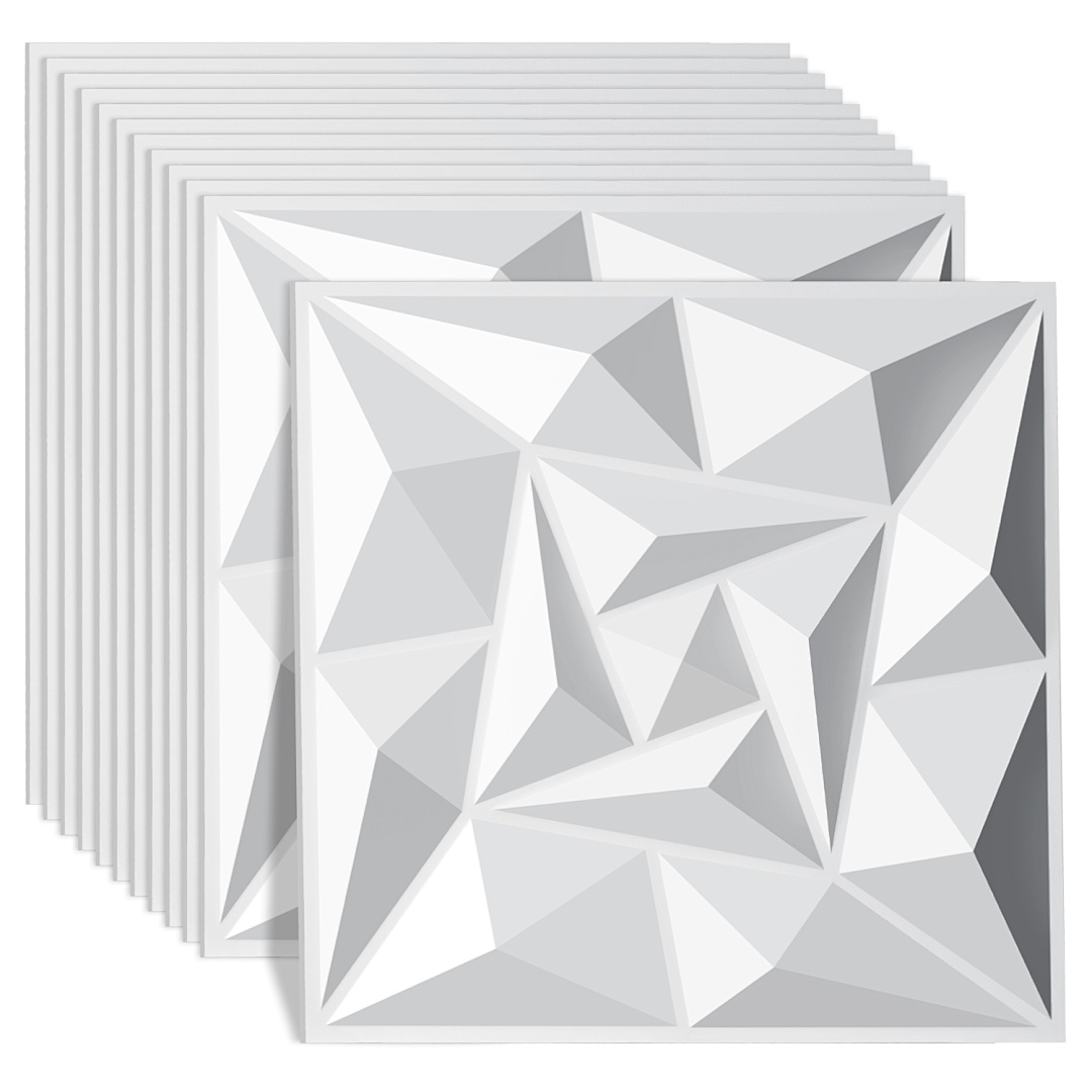 Image of 3d Wall Panels 50x50 Cm 12pcs 6 M² Hard Pvc Wall Decor For Bedroom Wall Design Durable Plastic Wall Paneling With A Modern Diamond Design