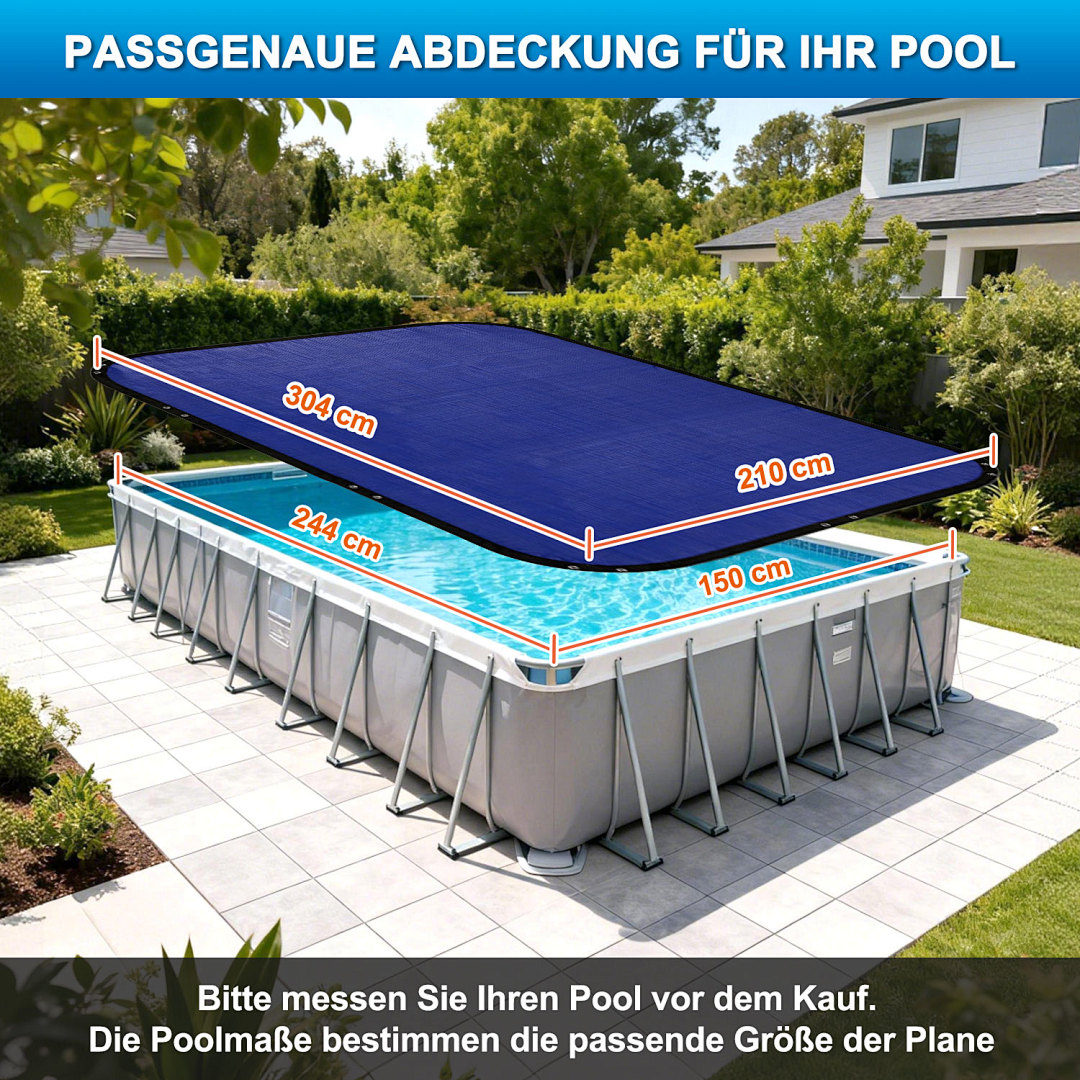 Image of Solar Pool Cover | Round Pool Cover | Pe Material | Includes Steel Cables And Rope Tensioners | Uv-resistant And Weather-resistant | Suitable For Use