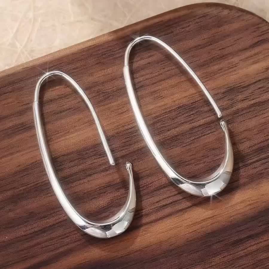 Women's Retro Bohemian Large Oval C-Shaped Earrings