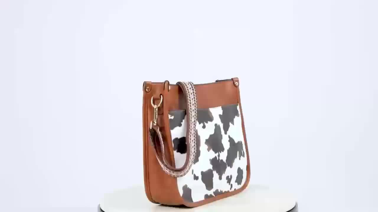 Cow Pattern Crossbody Bag Set, Boho Style Shoulder Bag, Vintage Bucket Bag  With Coin Purse - Temu