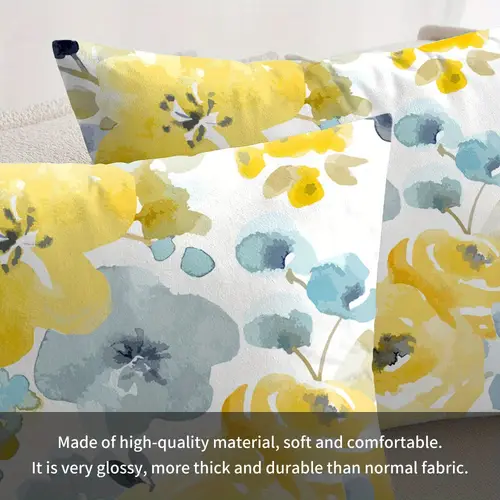 decorative throw pillowcases decorative throw pillow covers summer floral farmhouse velvet with yellow watercolor flowers 18 x 18 as a set of 2 your sofa or bed decor