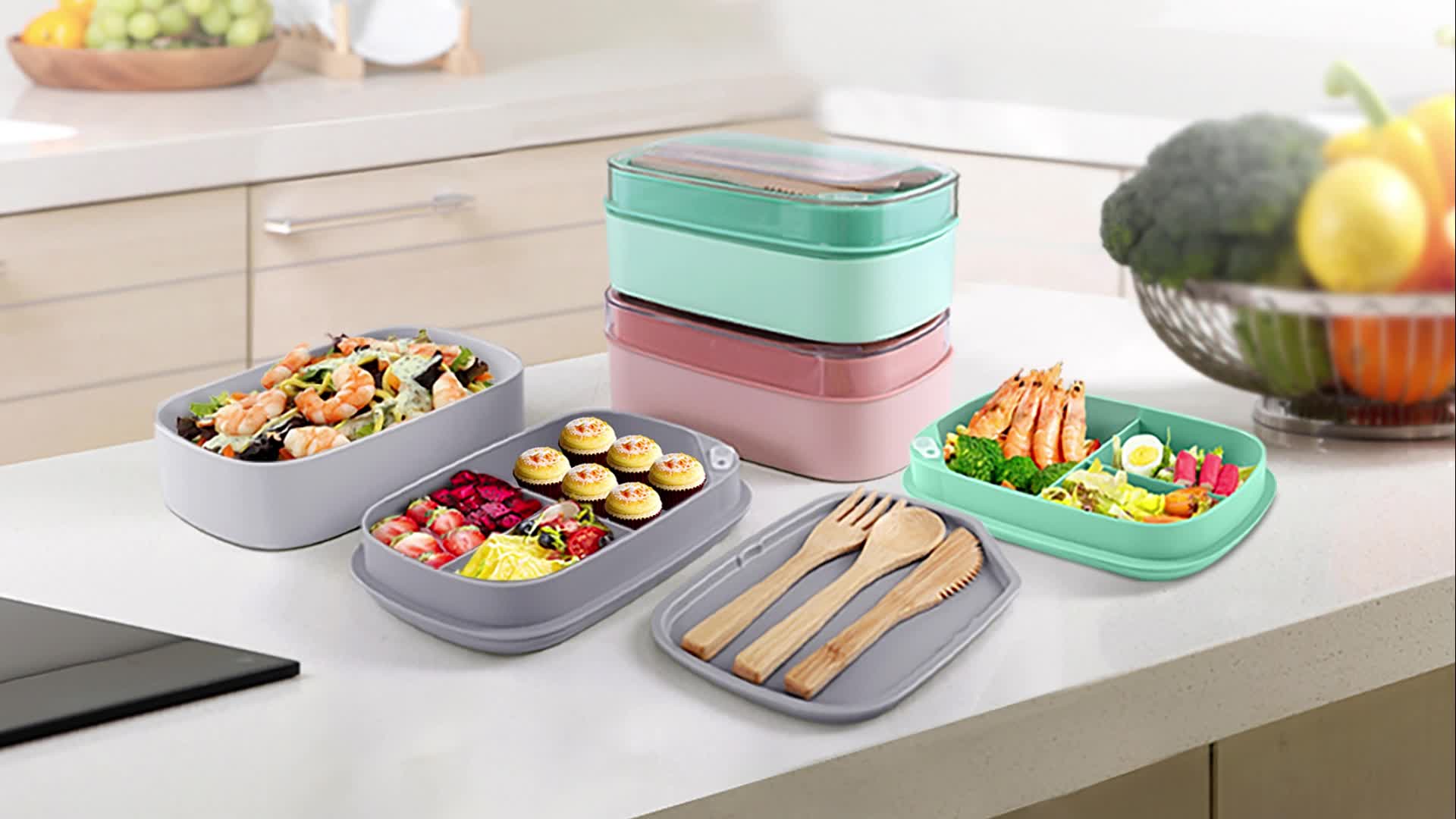 MKAVOE Bento Box Adult Lunch Box, 3-in-One Stackable Lunch Box Kids, 8  Compartments & Utensil Set Be…See more MKAVOE Bento Box Adult Lunch Box