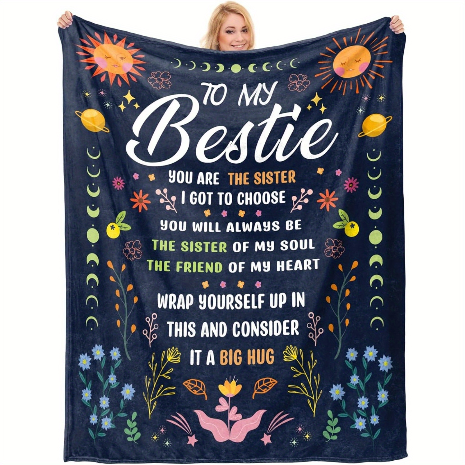 TEMU Bestie Gifts For Women, Bestie Birthday Gifts For Women, Bestie Best Friend Throw Blanket, Birthday Gifts For Woman Friendship, Best Friend, , Bff, Long Distance Gift Going Away, 280gsm
