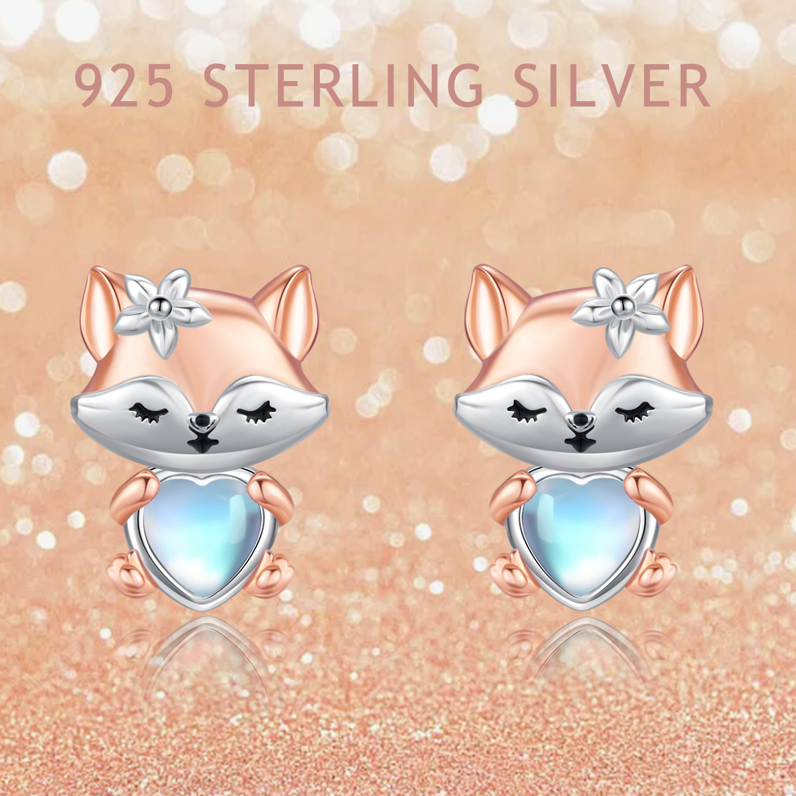 Image of Fox Earrings For 925 Sterling Silvery . Fox Earrings Animal Earrings Stud Earrings Jewelry Gifts For Women.