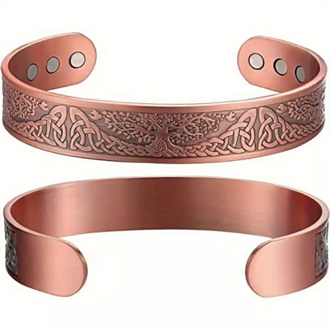 Upgrade Copper Magnetic Tree of Life Bracelet, Adjustable Cuff Bangle