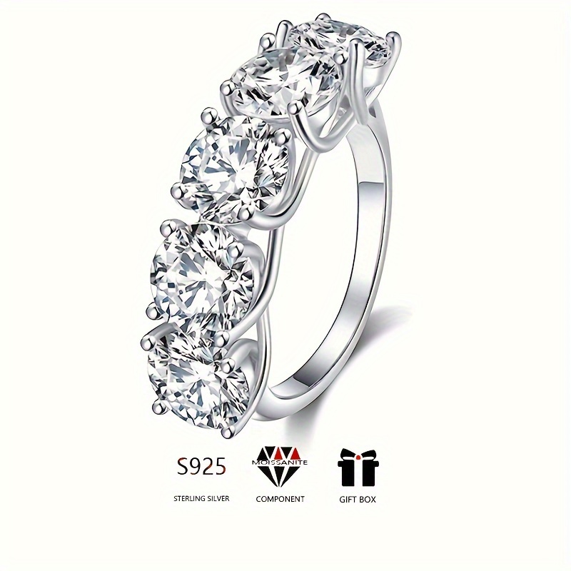 1pc Anillo De Moissanita De 2.5 Y 5 Quilates De Plata Esterlina 925 Anillo Creativo Y Hermoso De Moda Para Hombres Anillo De Compromiso Y Boda Para Uso Diario Para Citas Fiestas De Vacaciones