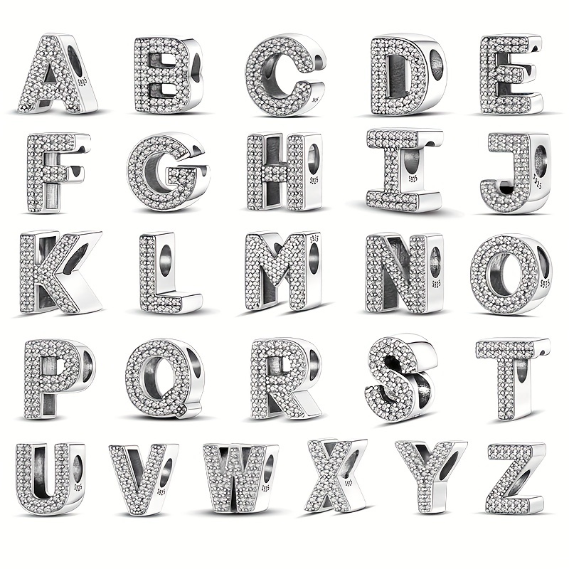 Lot A~z Alphabet Letters Inlaid Rhinestone Alloy Charms - Temu
