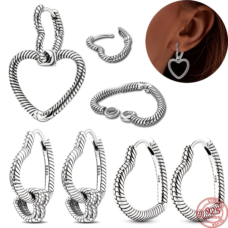 Girl Love Letters Heart 925 Sterling Silver Hoop Earrings