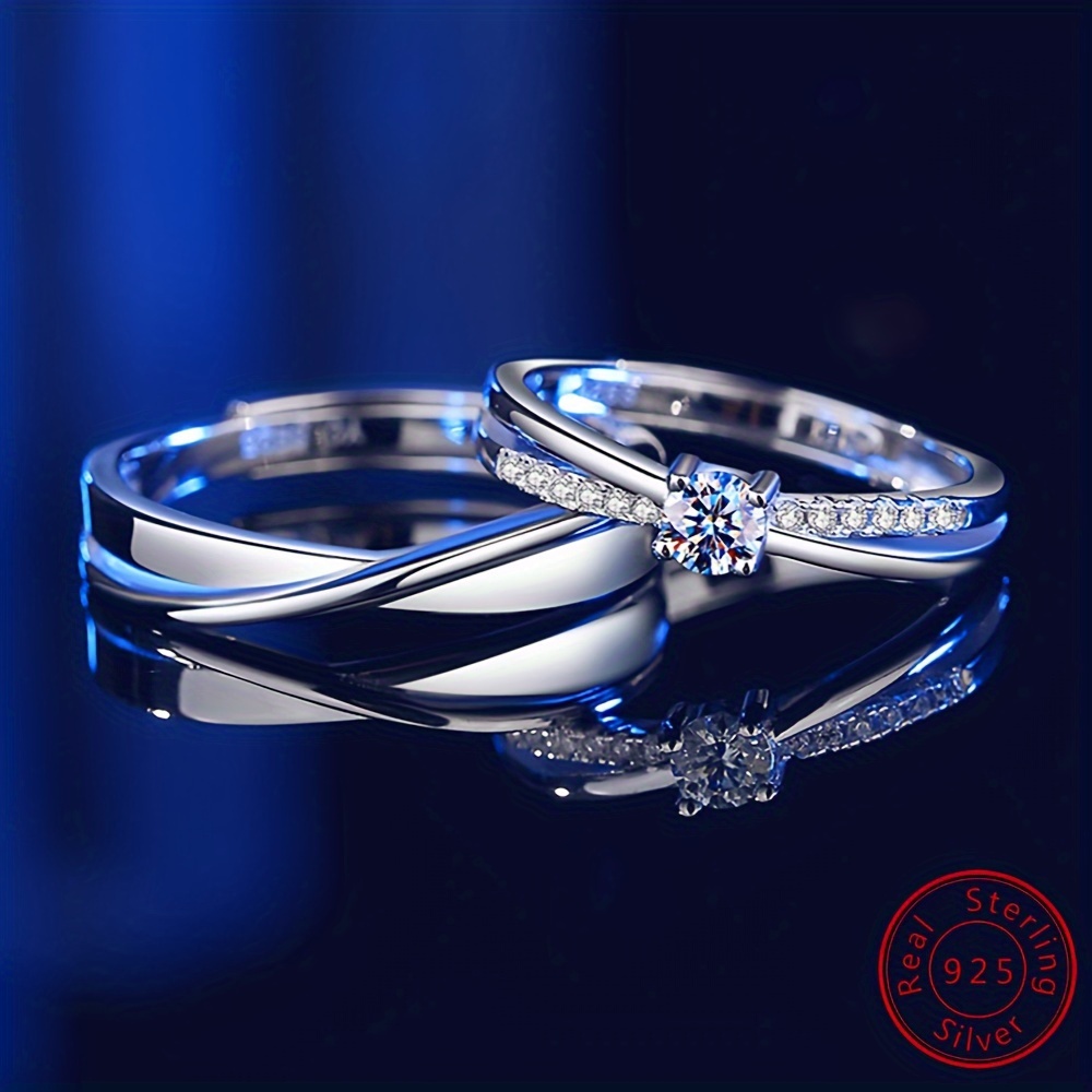 Alianzas de boda simples para parejas, anillos de promesa para hombres y  mujeres con circonita cúbica de plata de ley 925, anillos minimalistas  ajustables, regalo personalizado para ella y él -  México