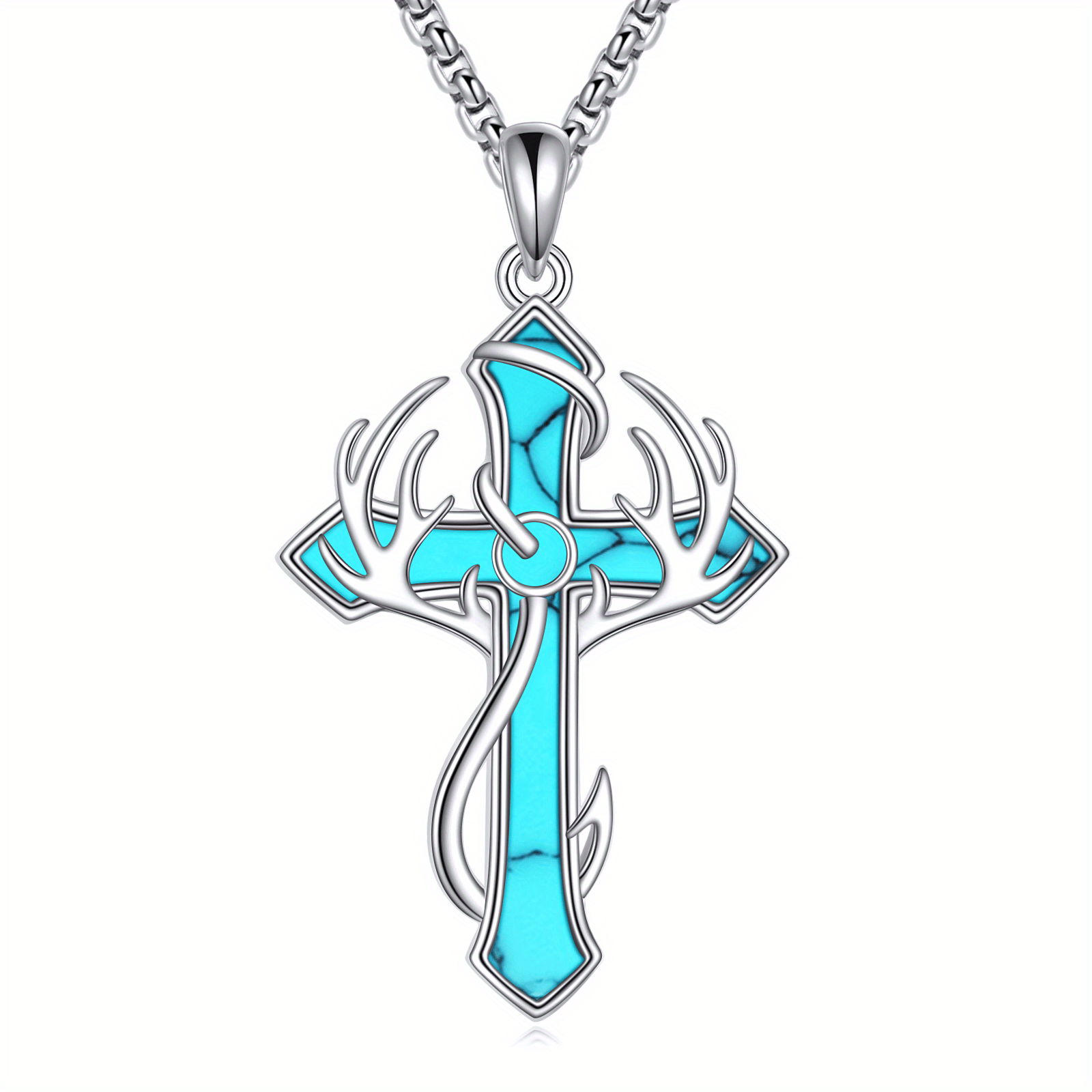crossed fishing hook antler Sterling Silver Deer Fish & Cross Urn Necklace for Ashes– romanticwork Product Design H-TRADINGS 2 IN 1 PACK