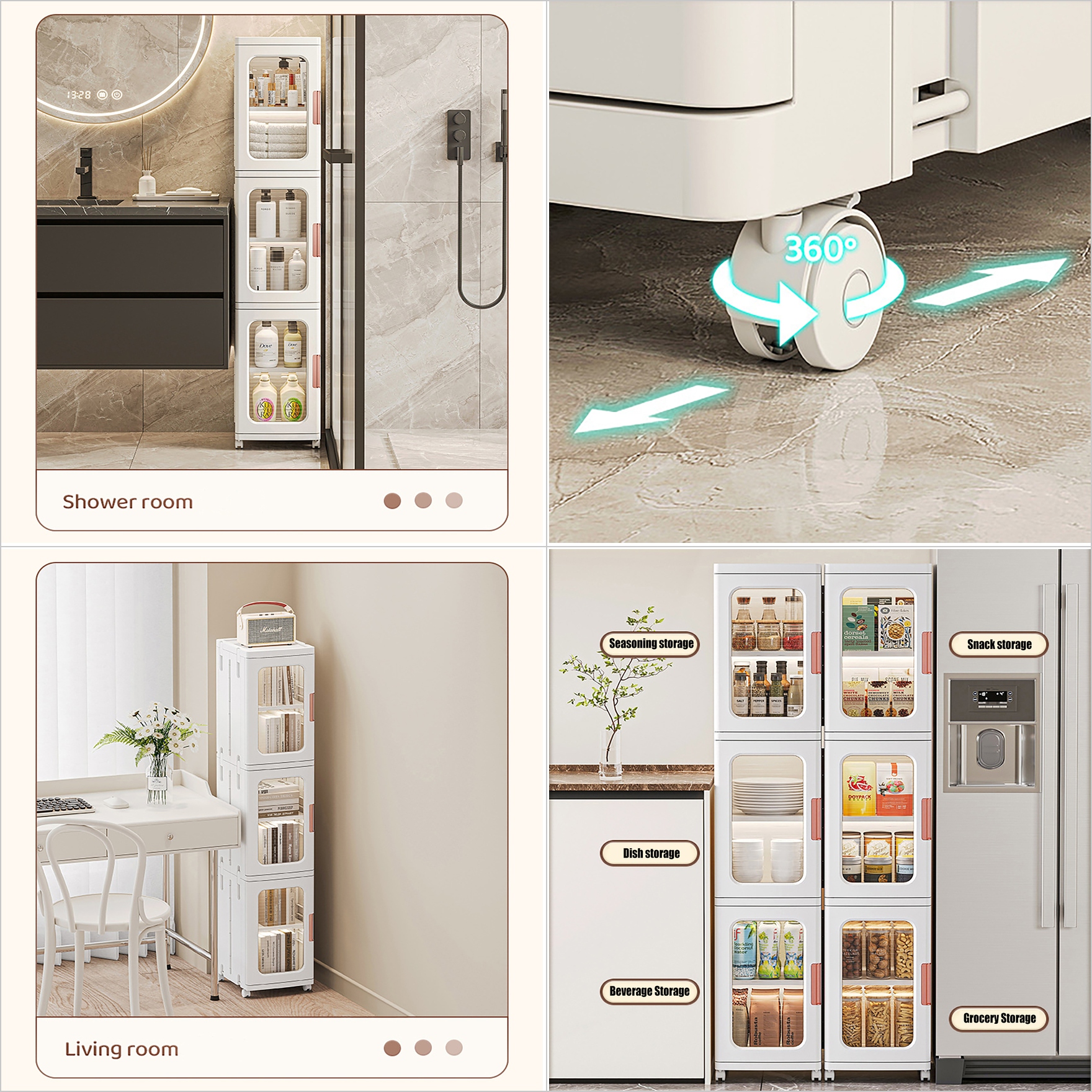 Image of Transparent White 3-tier Storage Cabinet For Living Room Or Entryway Use, Storage Boxes, Long-lasting Use, Pp, White