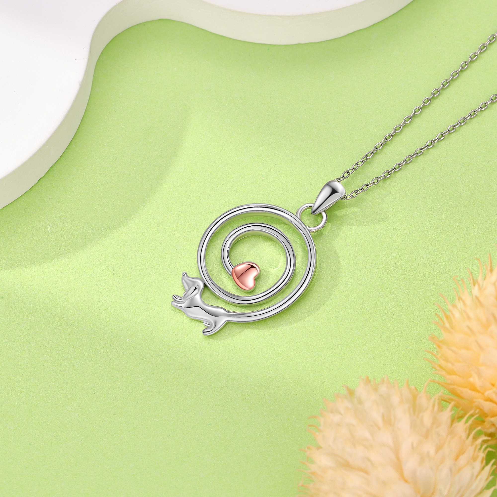 925 Sterling Silver Dog Ring Holder Necklace for Pet Lovers