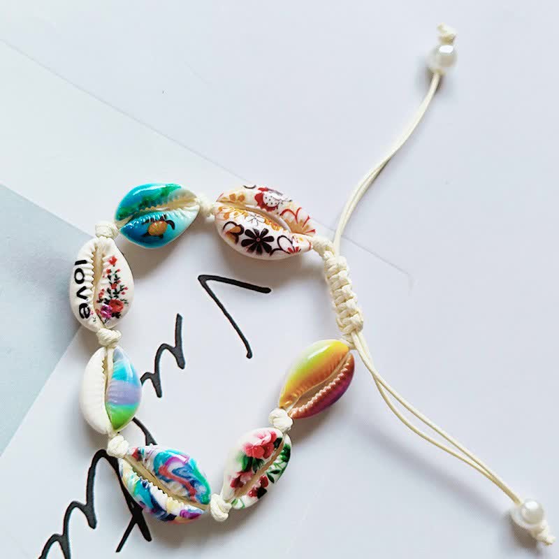 Men's Painted Shell Braided Bracelet, Bohemian Style