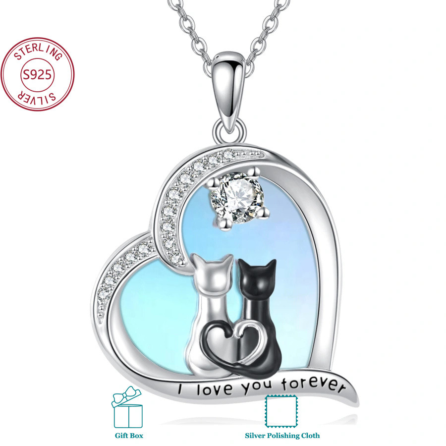 925 Sterling Silvery Cat Necklace With (valentines Day Gifts), Unisex Daily Wear, Birthday & Valentine's Day Gift, Meaningful Present For , High-quality Gemstone, Exquisite
