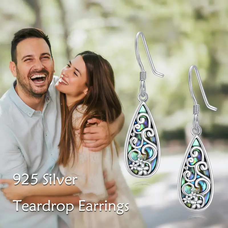 teardrop   earrings for women 925 sterling silver dangle earrings abalone shell earring for women Product details 3