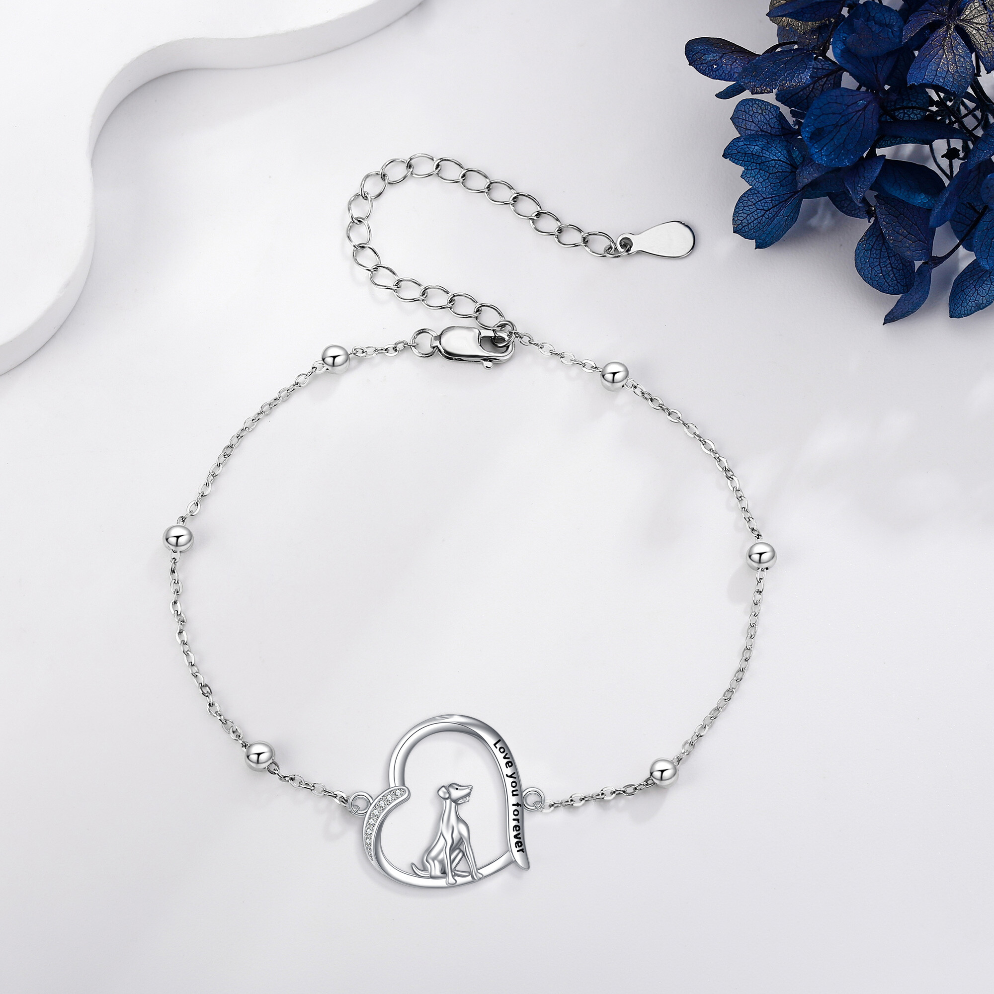 Women's 925 Sterling Silver Great Dane Dog Bracelet