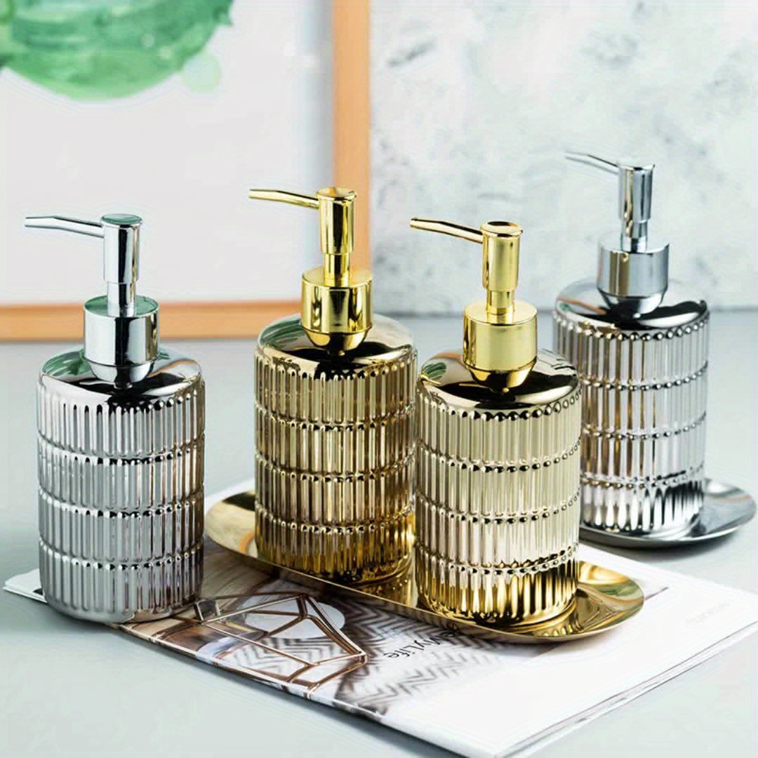 Bathroom hot Glass Soap Dispenser, Gold Glass Soap Dispenser Set, Luxury Soap Dispenser with Metal Pump, Unique Bathroom Accessories