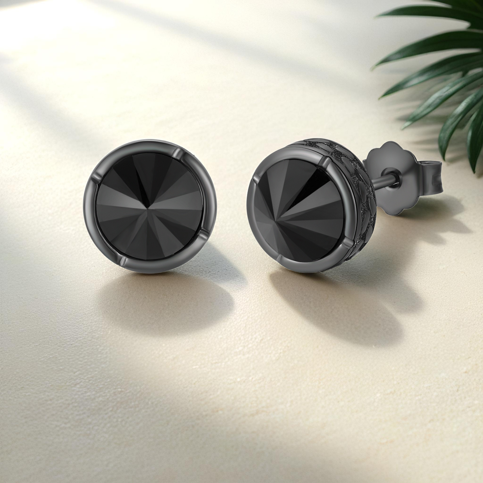 Black Earrings for Men 925 Sterling Silvery Black Stud Earrings Punk Gothic Earrings Hypoallergenic Black Jewellery Gifts for Ladies