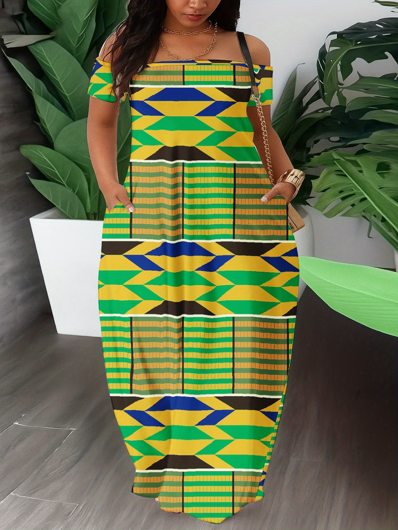 green emerald velvet dress Sarah African Print Dress 3XL main image 1