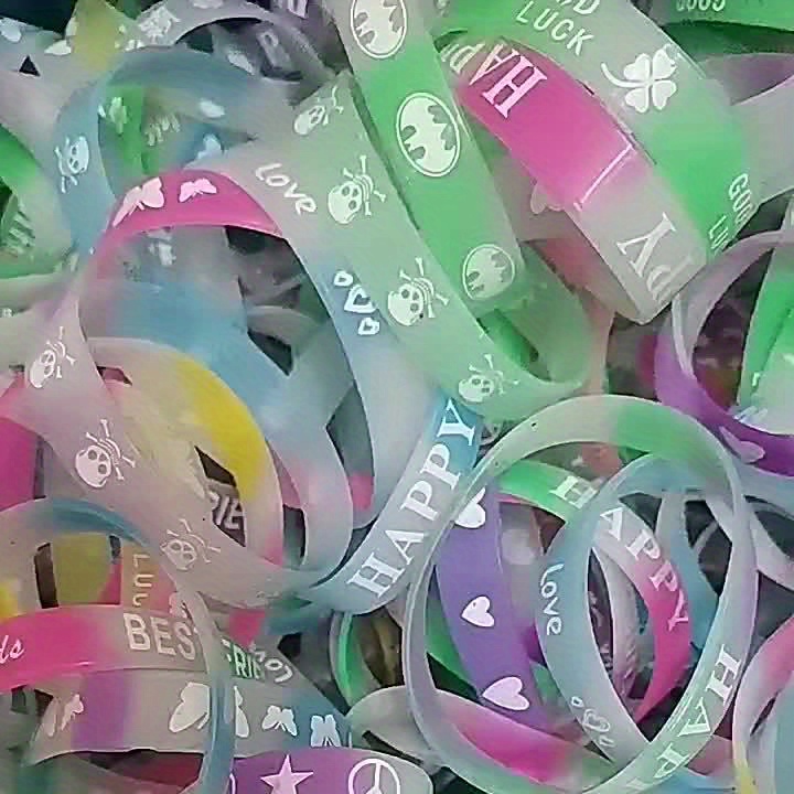 4pcs Glow in Dark Silicone Rings Colorful Party Accessories