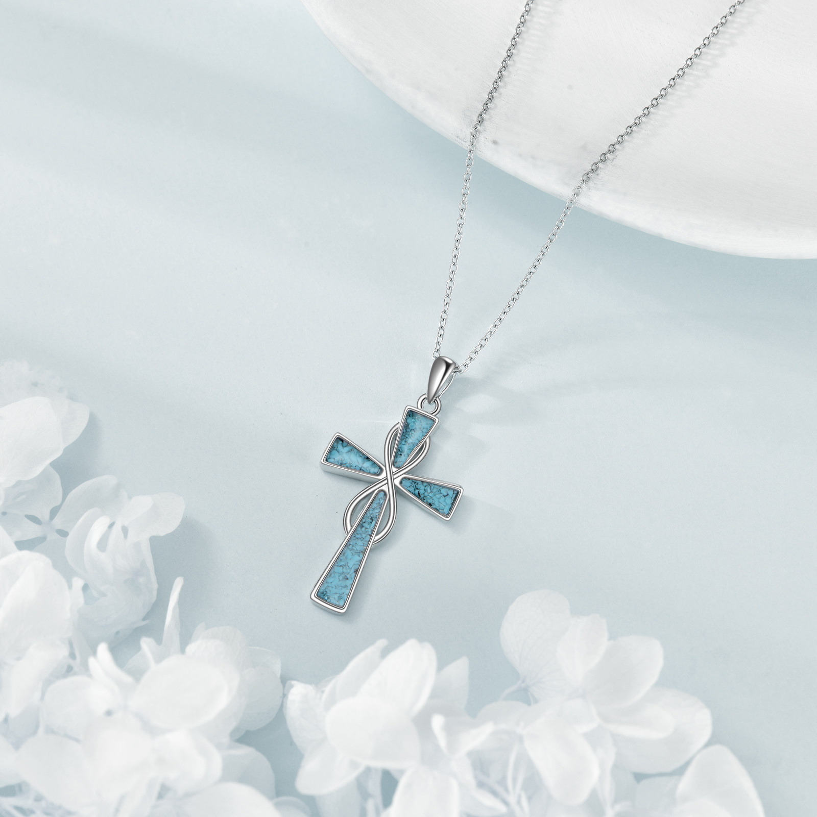 Infinity Cross Necklace 925 Sterling Silver Pendant