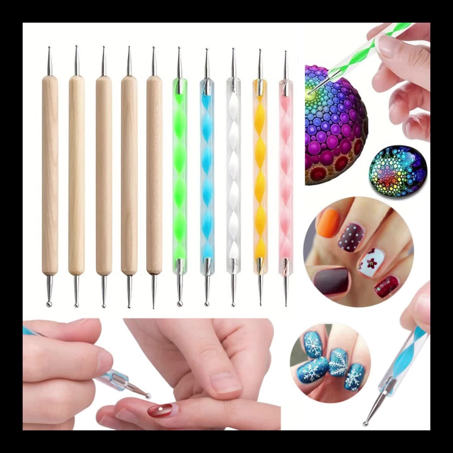 5pcs/Set Two Way Nail Art Dotting Pen Embossing Stylus For DIY