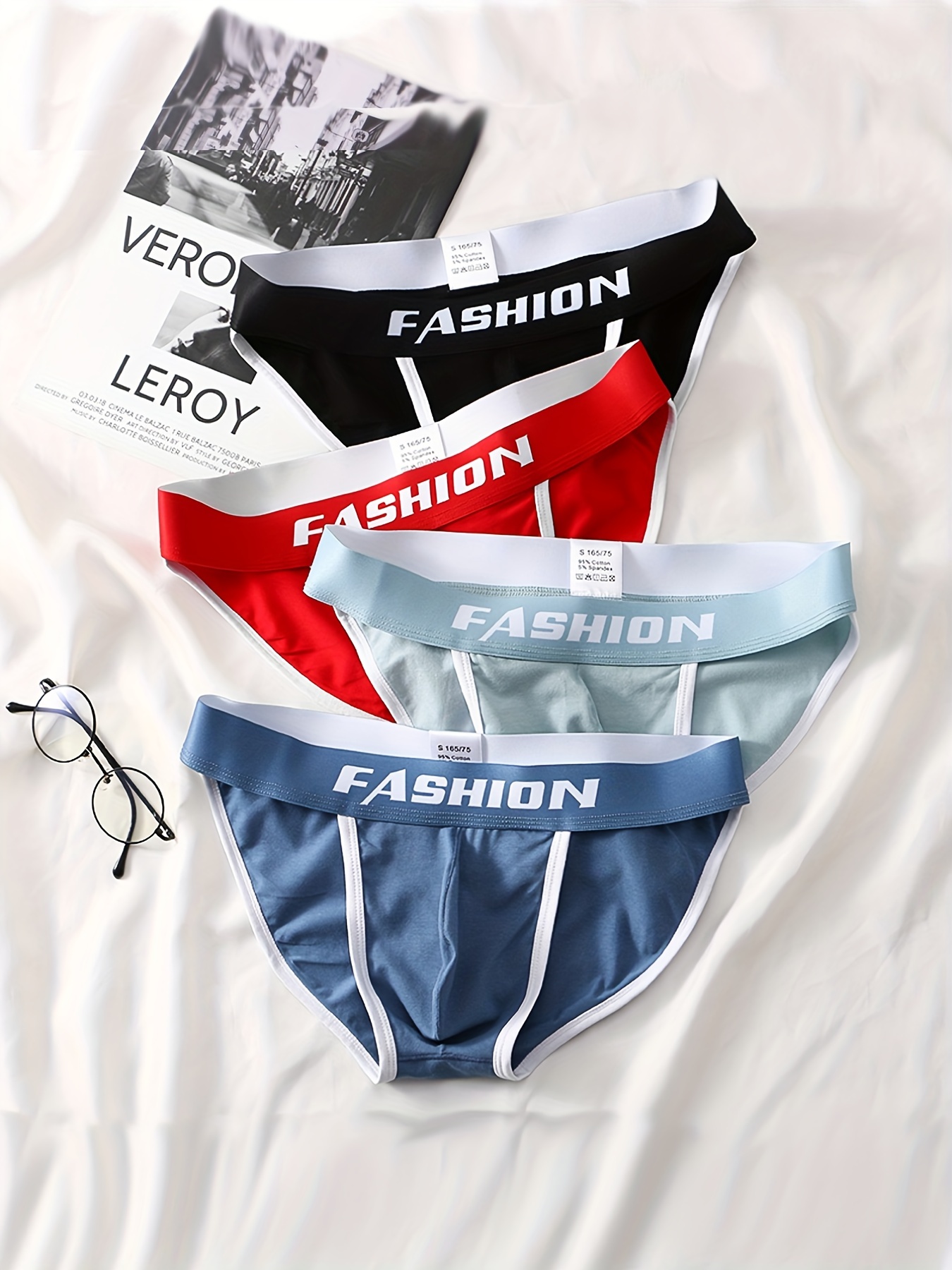 3Pcs Men's Sexy Fashion Trendy Lingerie Panties Briefs, Contrast Color  Comfortable Breathable Thongs Underpants Underwear With Big Separation  Pouch, S