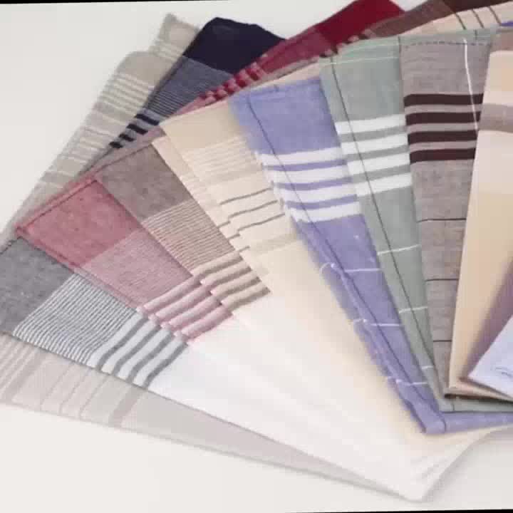12 Pack Men's Soft Geometric Pattern Handkerchiefs Multicolor