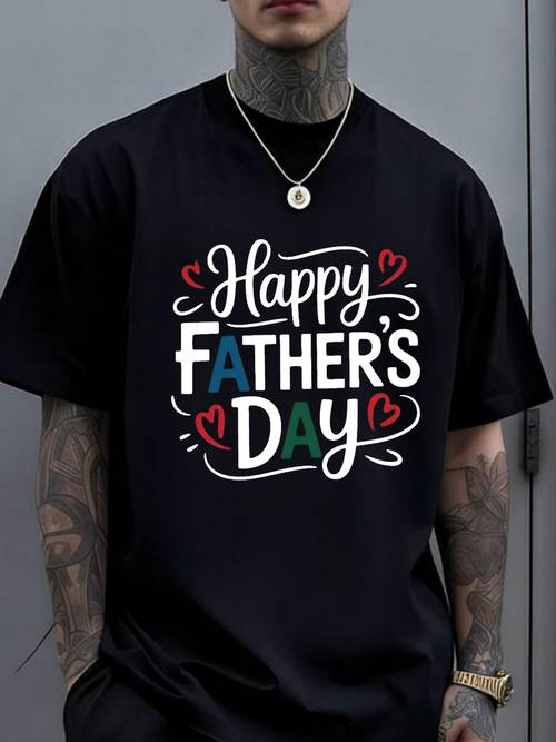 unisex short sleeved t shirt happy fathers day graphic tee lettering with heart accents perfect stepdads father figures ideal for fathers day celebrations casual wear01t lightweight and comfortable fabric suitable for