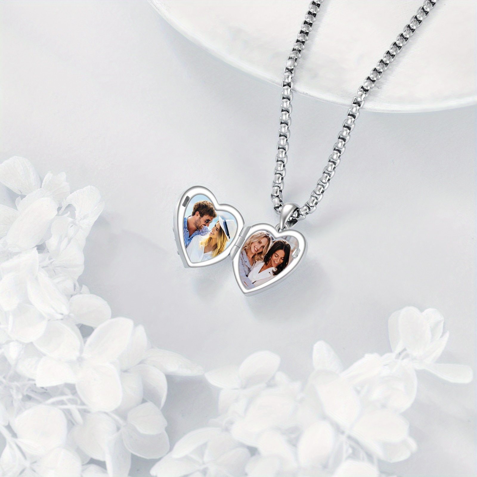 Sterling Silver Butterfly Heart-Shaped Locket Necklace