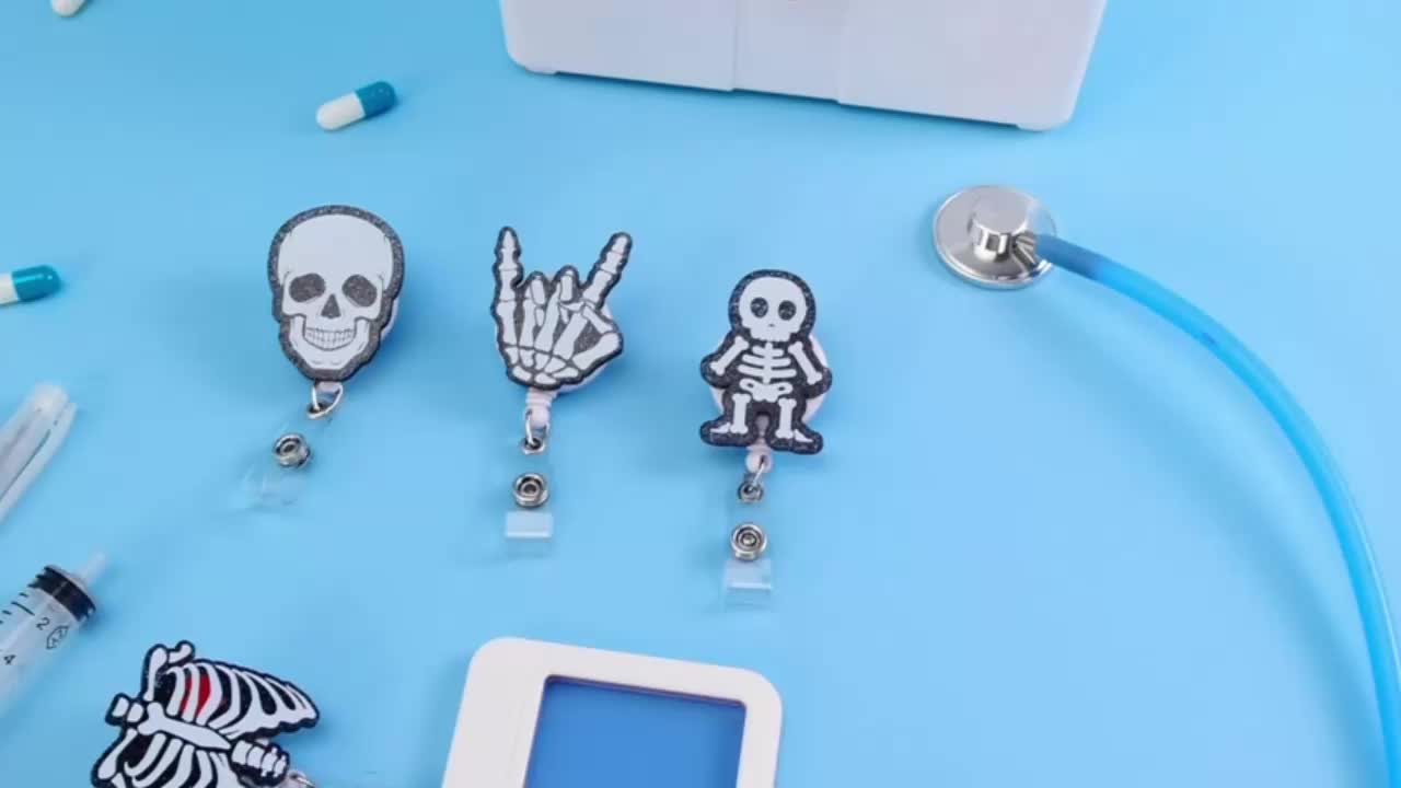 Day Deserve Retractable Badge Reel Clip Funny Skeleton Id - Temu