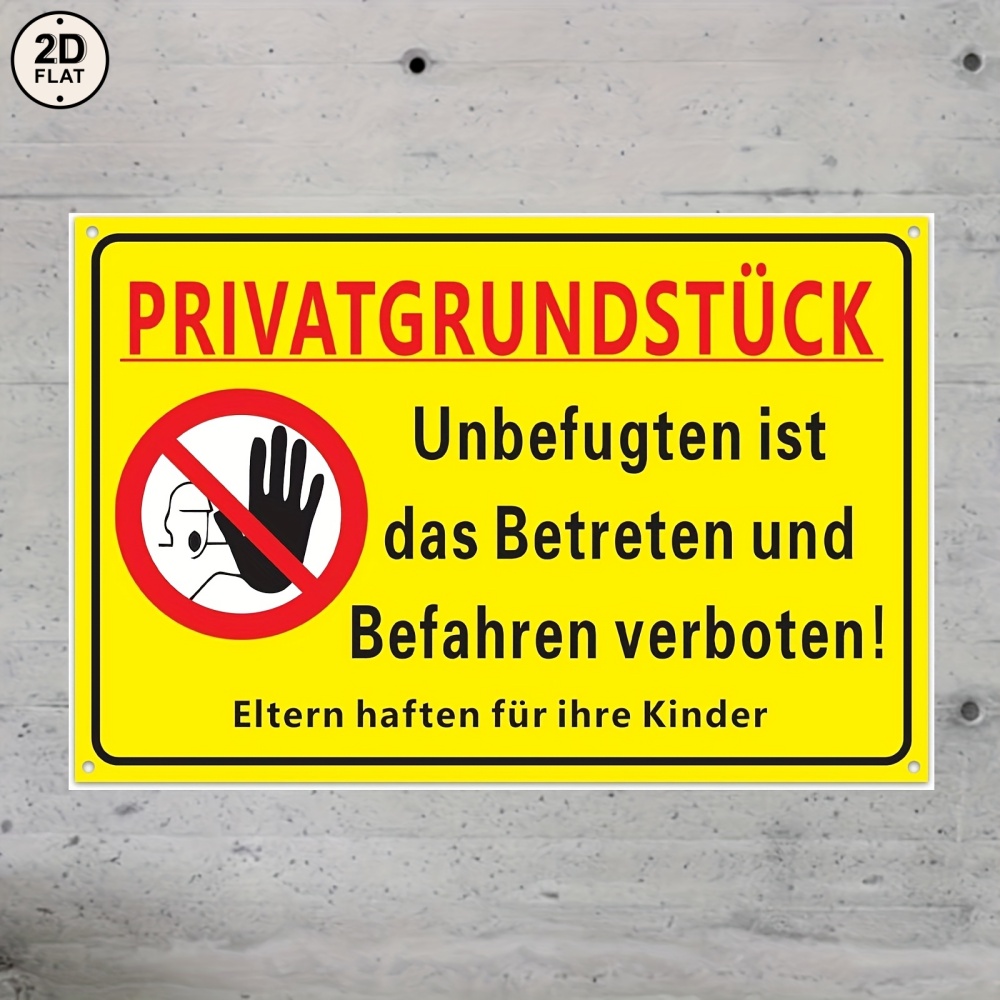 Image of 2d Flat - 【2d Flat】 [2d Flat] Private Property Sign - Weatherproof And Uv Resistant, Easy-hang Metal Warning Plaque For Home Decor, 20.32x30.48 Cm