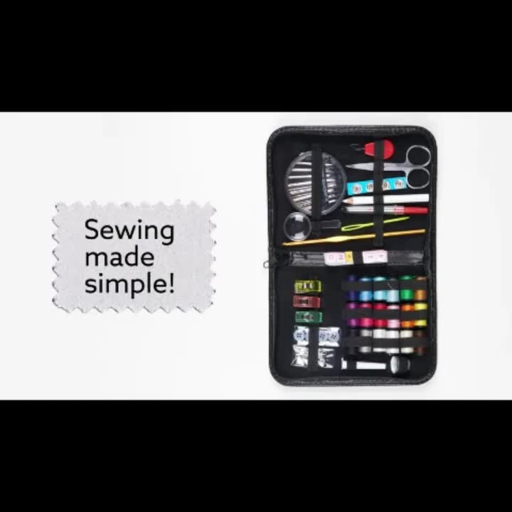  Kit de costura para adultos y niños, accesorios y suministros  de costura, kit de emergencia organizador de costura, caja de coser con  hilo de coser, alfileres, agujas, cojín de pasador, tijeras
