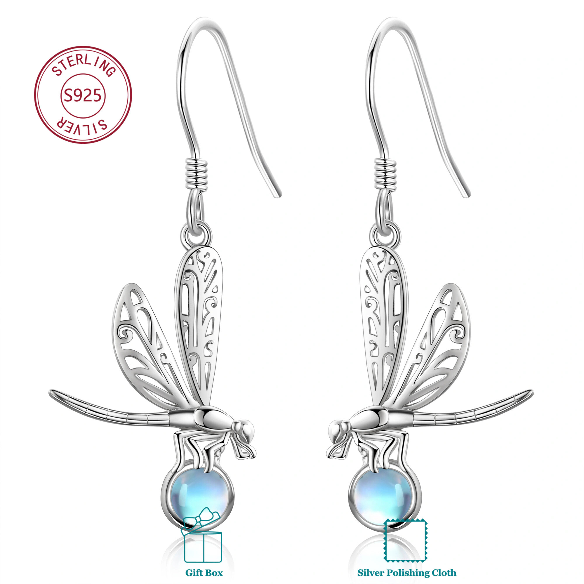 S925 Shaped Like Dragonflies, Featuring , Use And As Gifts For Christmas Or Birthdays For , Designed To Be Hypoallergenic