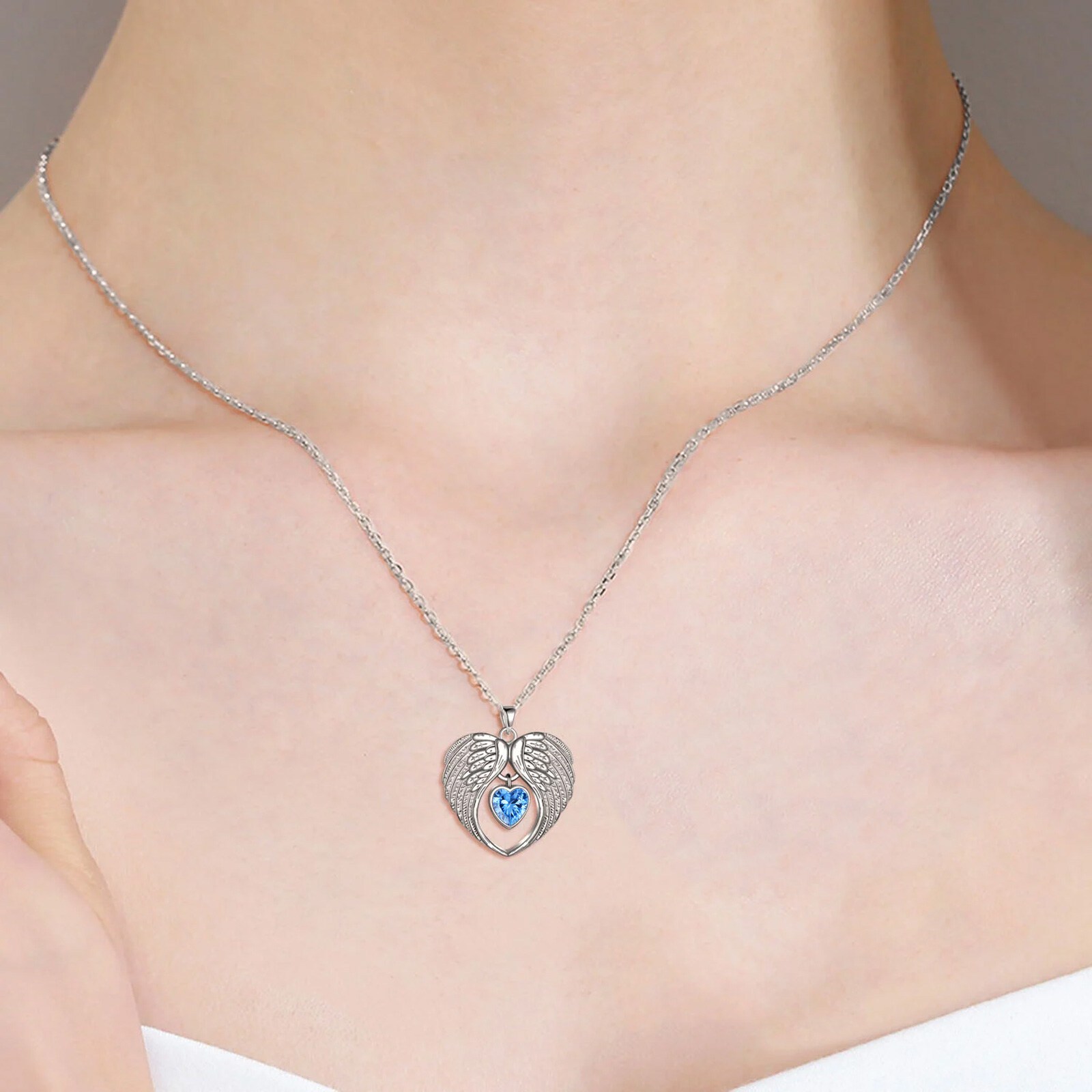 Angel Wings Sterling Silver Guardian Angel Necklace