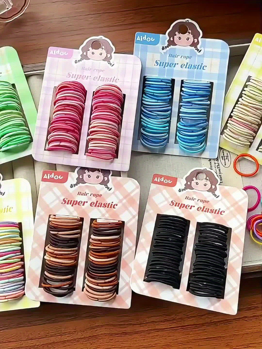 60pcs/Card Easy Basic Small Hair Tie Elastic No Damage