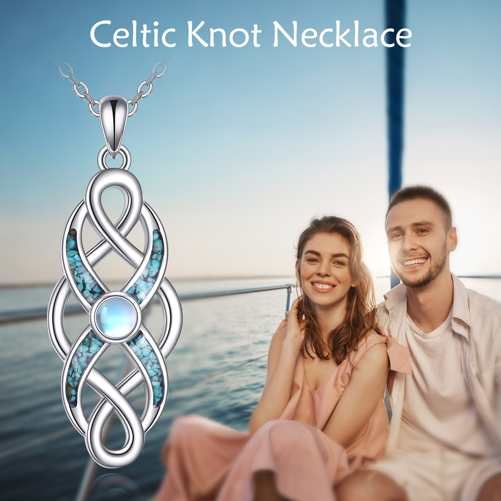 Women's 925 Sterling Silver Celtic Knot Necklace with Abalone Shell