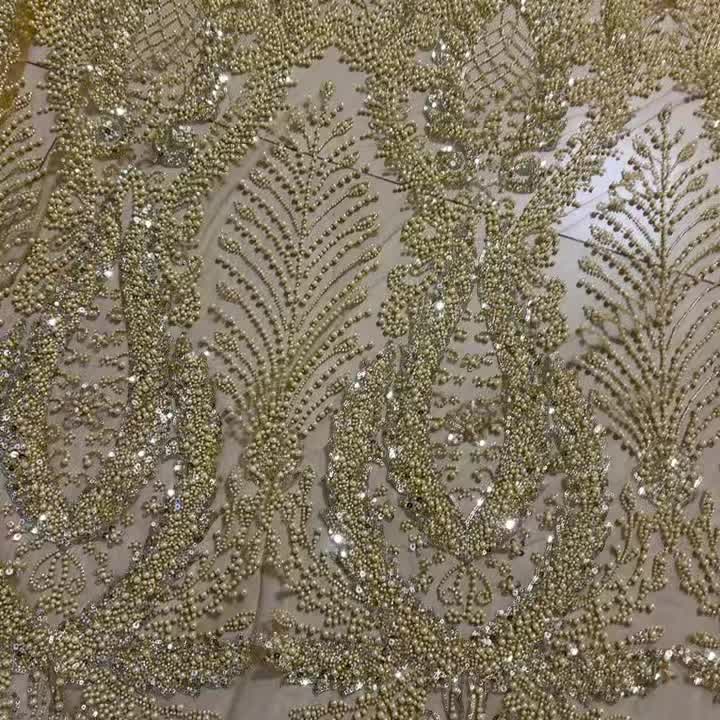 Luxurious Nigerian African Beaded Lace Fabric