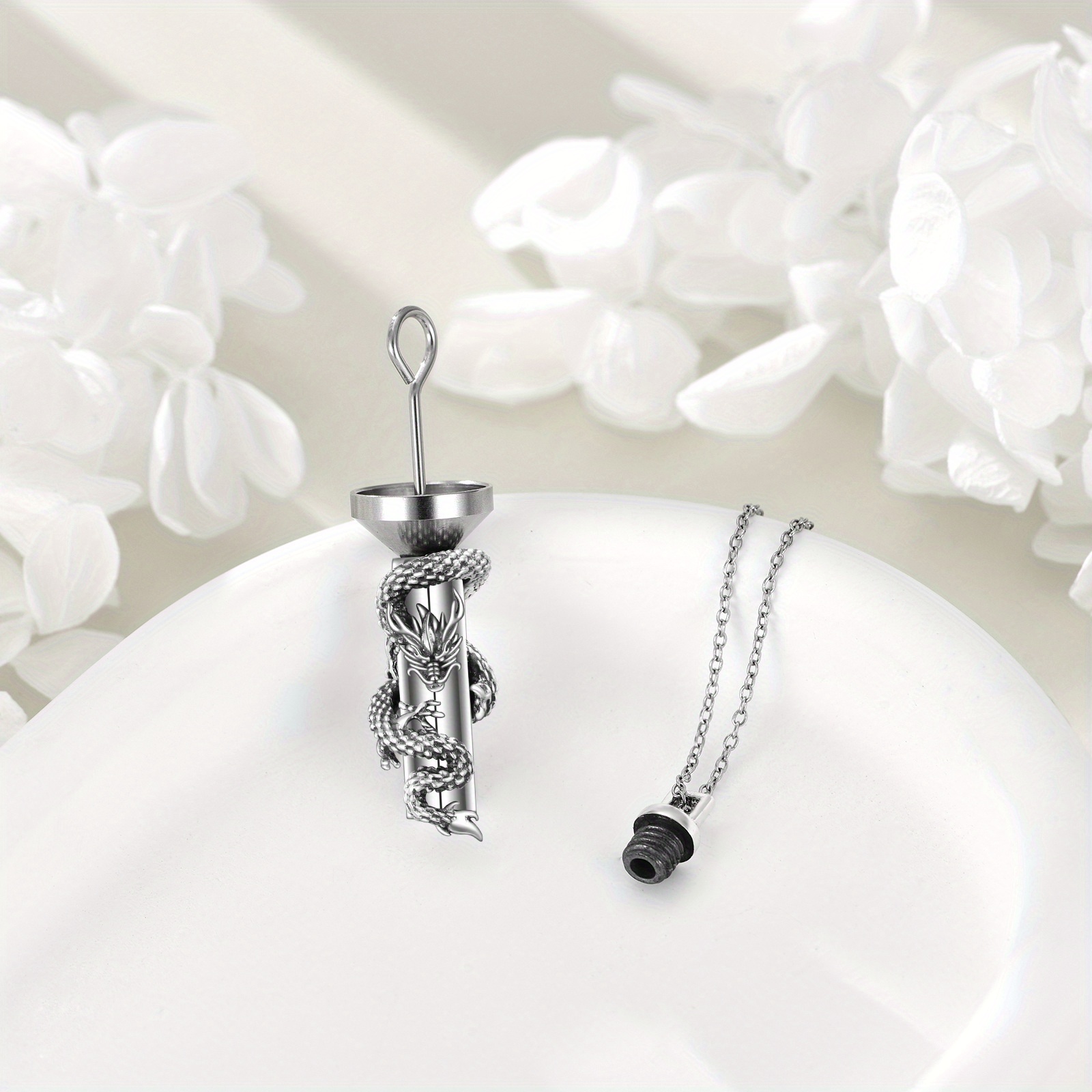 YFN Dragon Urn Necklace Sterling Silver Cremation Dragon Jewelry