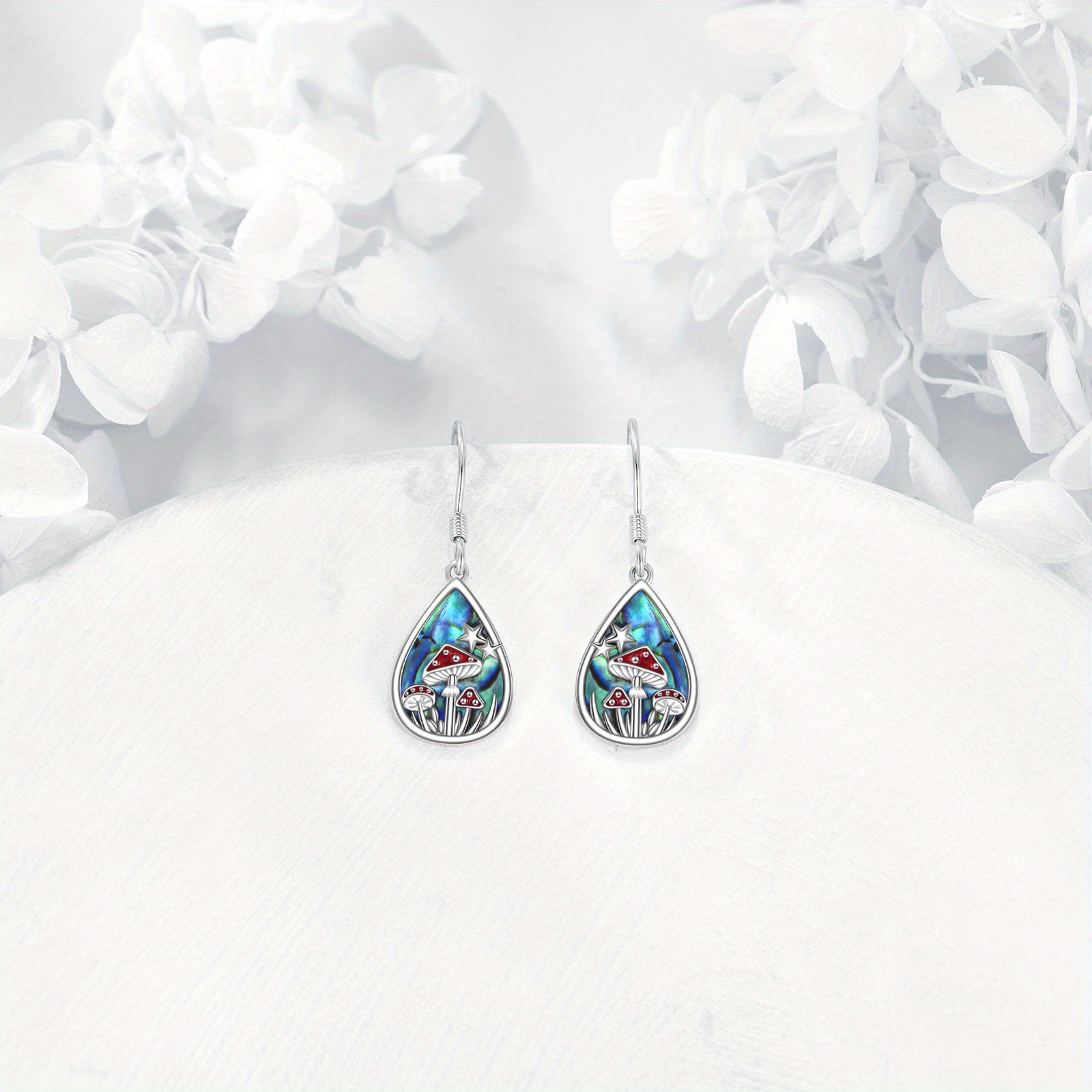 Women's Abalone Mushroom Dangle Earrings