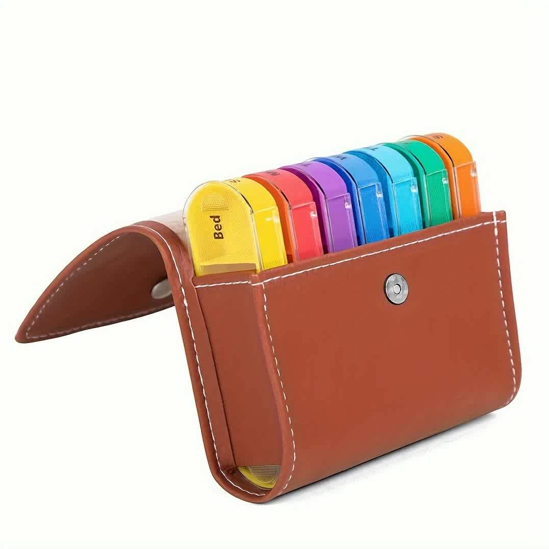 Portable Weekly Medicine Box 7 Grid 4 Reminders 7 Compartments Moisture-proof