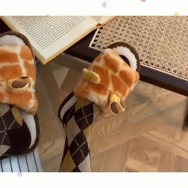 nsendm Female Shoes Adult Giraffe Slippers for Women Casual Open