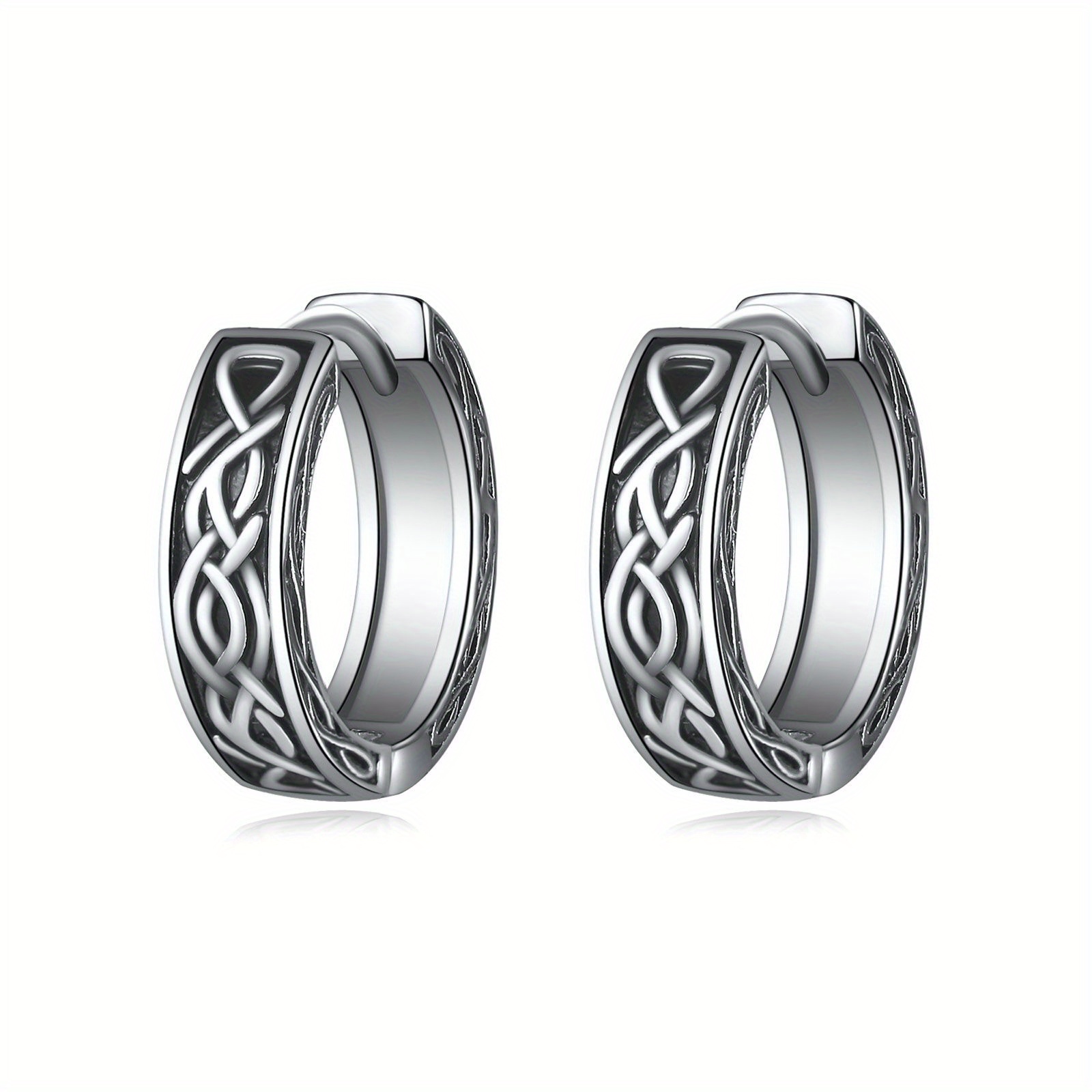 mens earrings 925 sterling silvery celtic black earrings viking earrings celtic knot jewelry Product details 0