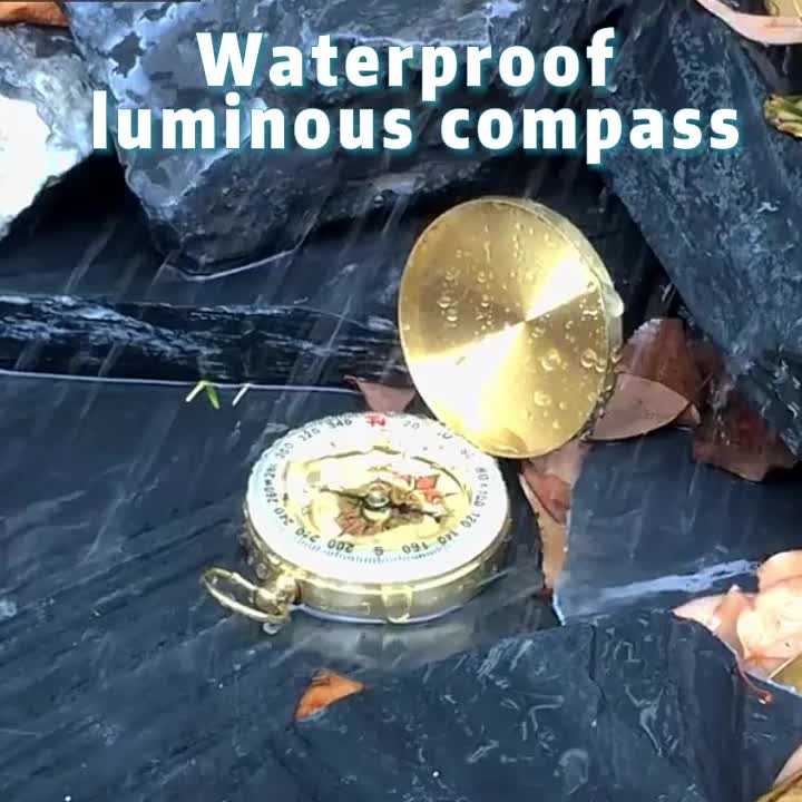 Waterproof Luminous Compass Camping Hiking Brass Compass - Temu