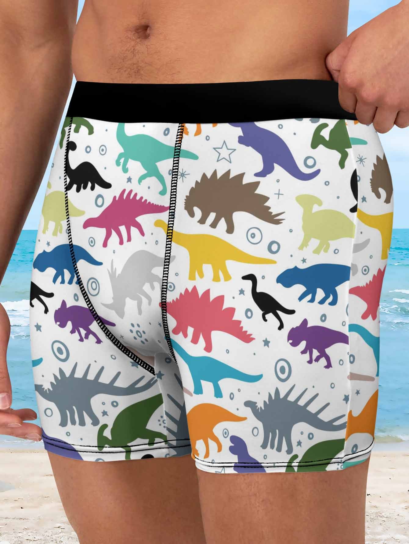 Calzoncillos Boxer para Hombre con Diseño de Dibujo de Dinosaurio  Divertido y Ropa Interior Cómoda de 100% Poliéster, Regalo para